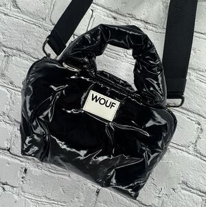 WOUF Nuit Bowling Bag Mini Tote Purse Black Adjustable Crossbody Strap Puffy